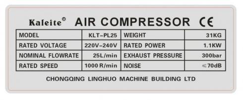 Technische Gegevens Compressor